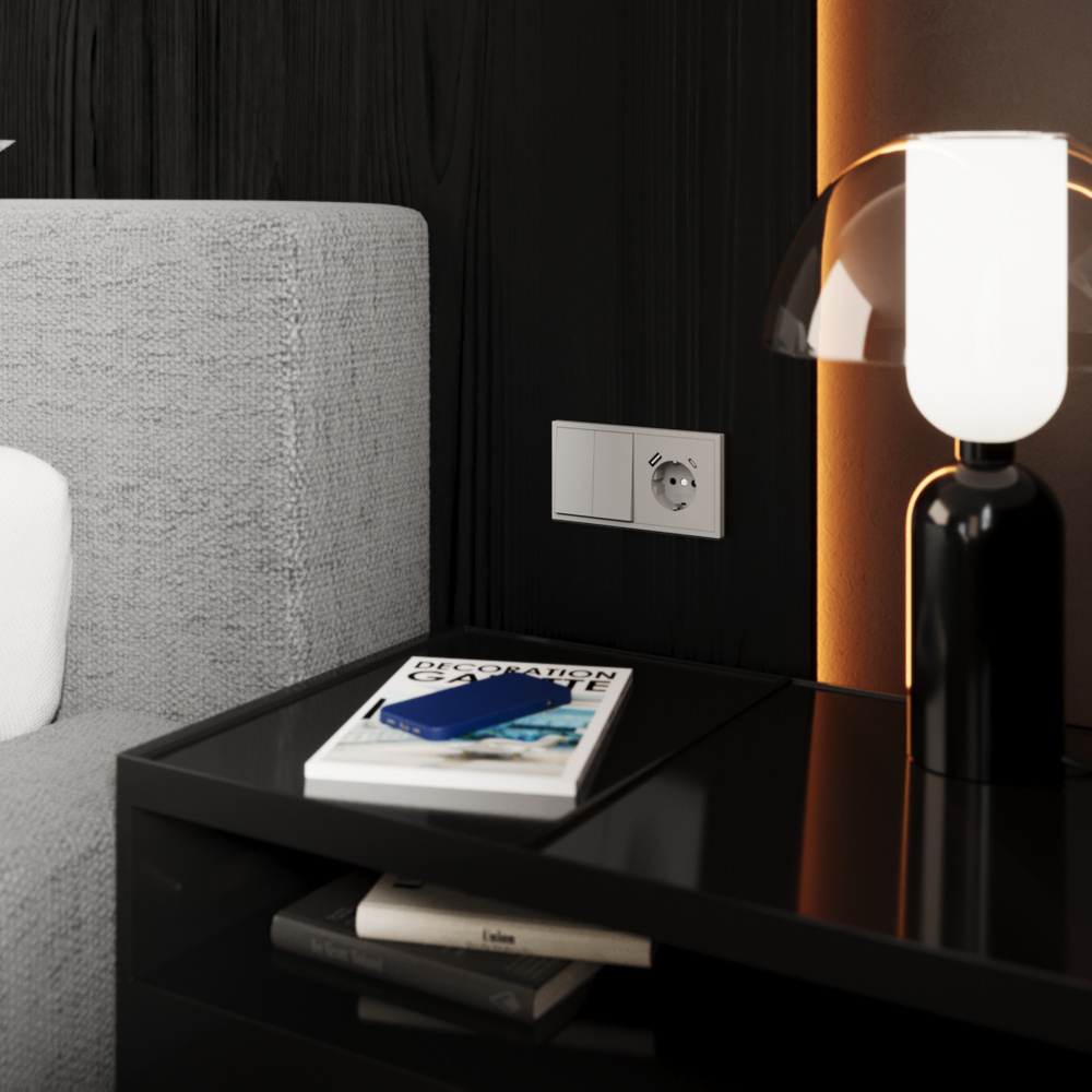 Перекрестный переключатель двухклавишный встраиваемый VOLTUM S70 VLS020502 (белый матовый)