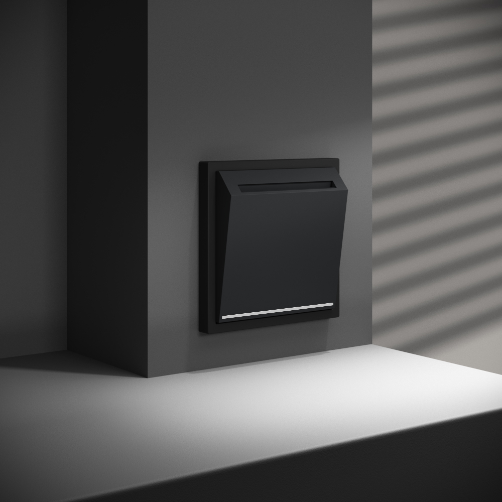 Выключатель встраиваемый Voltum S70 карточный 16А, (черный матовый) VLS010708