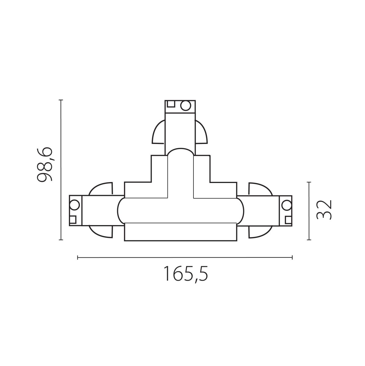 Соединение левое тройное перекидное с подводом питания к треку 5040xx-(F)/(R) Lightstar Quattro 504137-FRPSL
