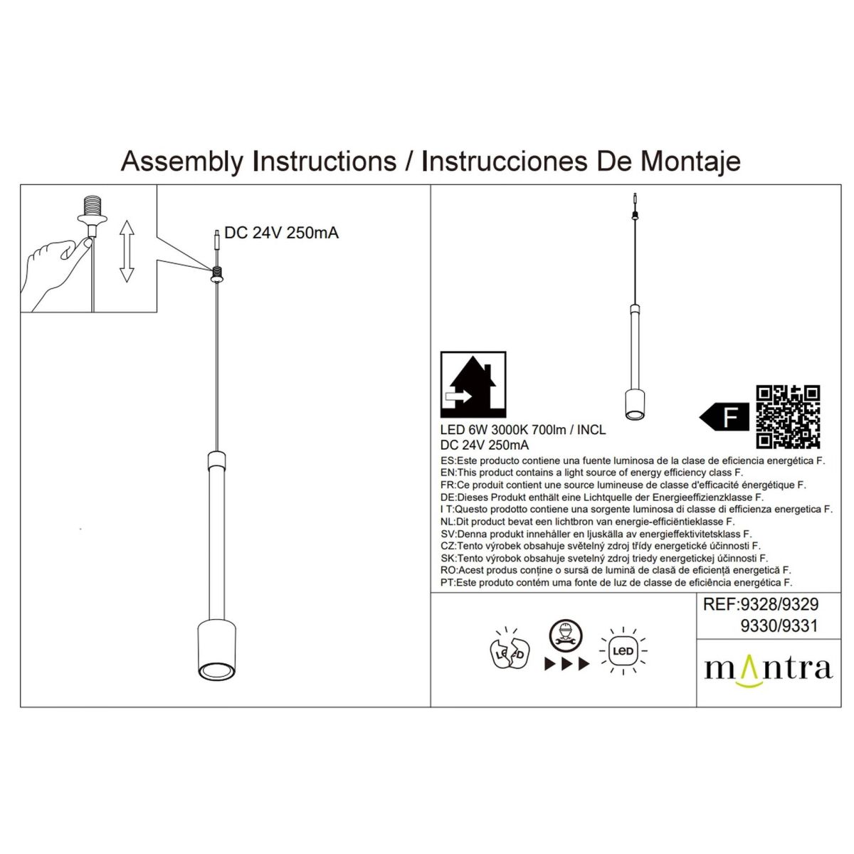 Подвесной модульный светильник без основания Mantra Fugaz 9331