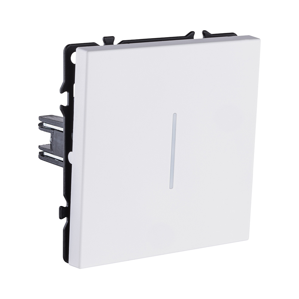 Выключатель 1-клавишный 10А/250В с LED подсветкой, белый матовый Kollinger Eclipse EC-007WH