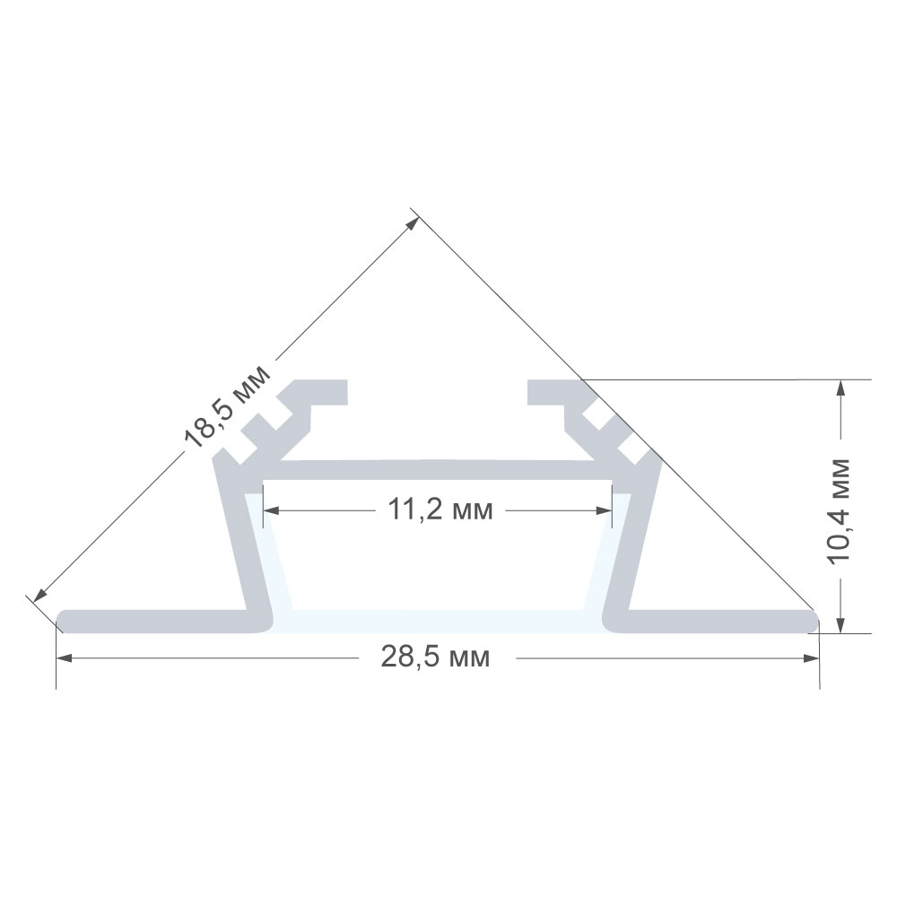 Профиль угловой накладной Apeyron ширина ленты до 10мм (рассеиватель, заглушки - 2шт) 08-07