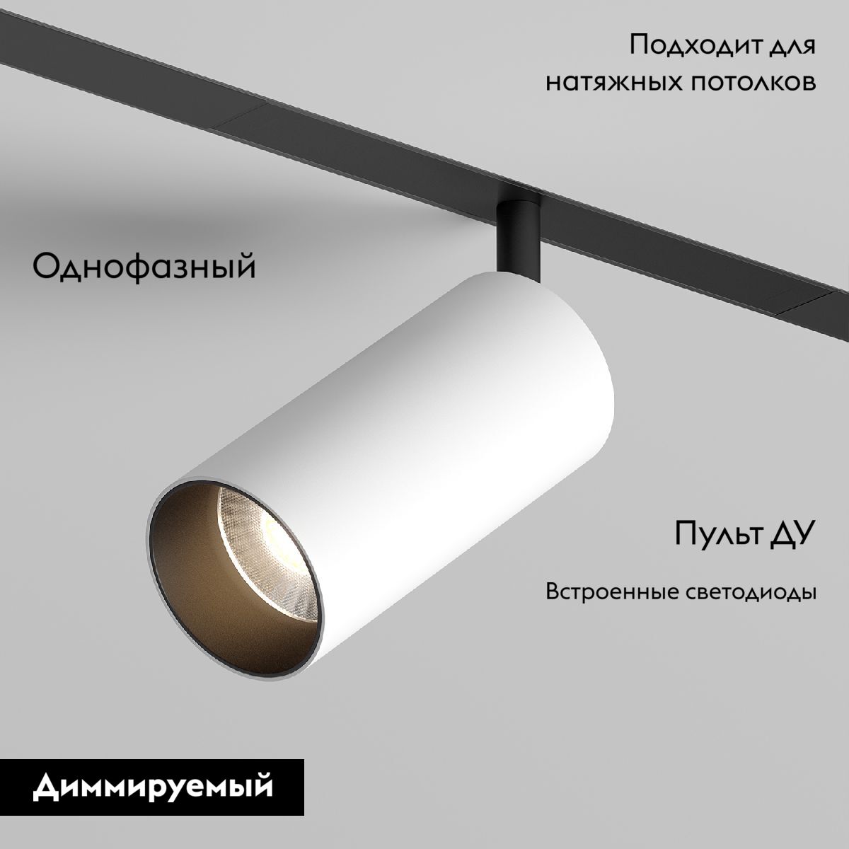 Трековый однофазный светильник Denkirs Smart Spot DK8041-BW+BK