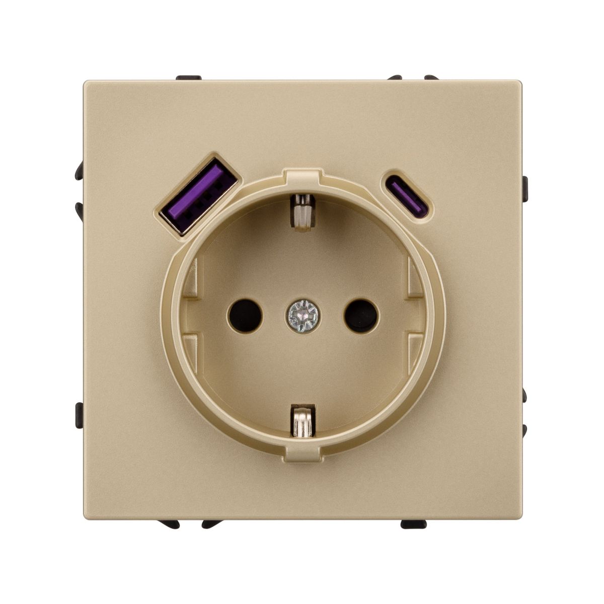 Розетка зк со шторками с USB тип А+С софт-тач золотой песок Arlight SCT-MUAC-SFPL-GD (250V, 16A) 054286(1)