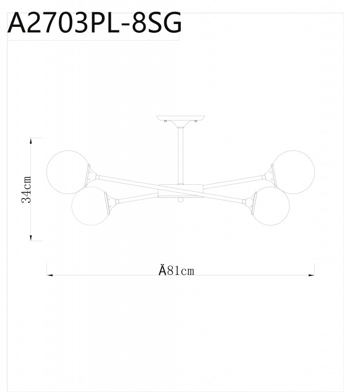 Люстра на штанге ARTE Lamp A2703PL-8SG УЦ