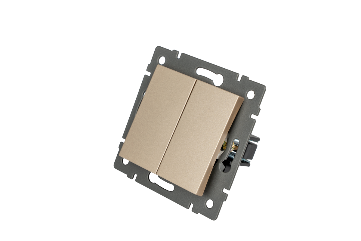 Механизм выключателя двухклавишный проходной Arlight SWT-MKP2-PL-GD-V (250V, 10A) 049895