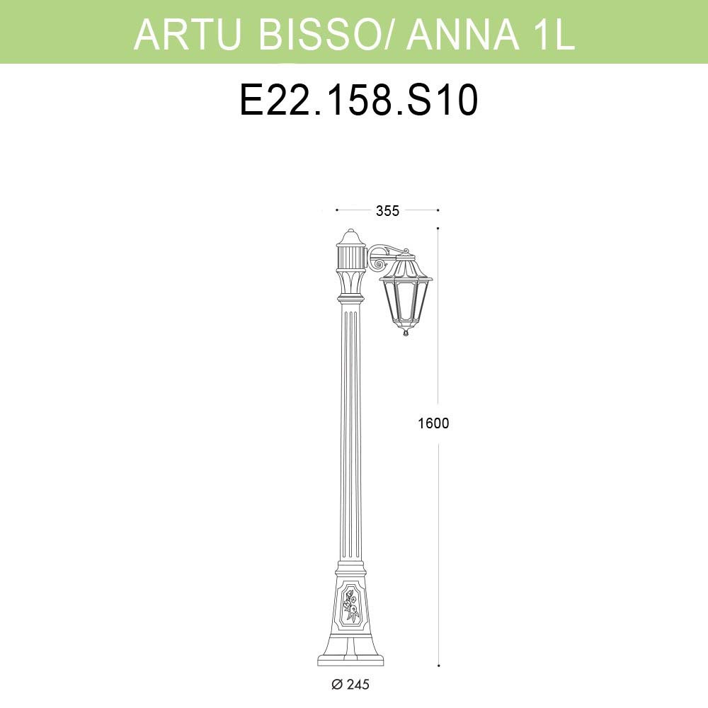 Уличный фонарь Fumagalli Artu Bisso/Anna 1L E22.158.S10.BYF1R