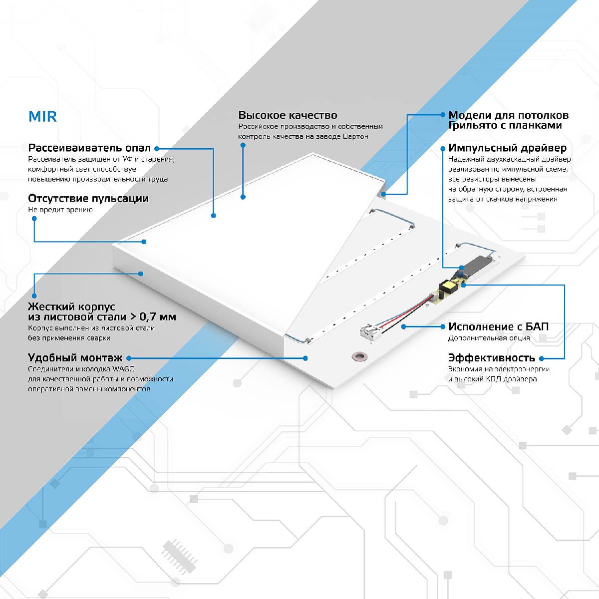 Встраиваемый светодиодный светильник Gauss Mir G1-A0-00070-01G02-2003540