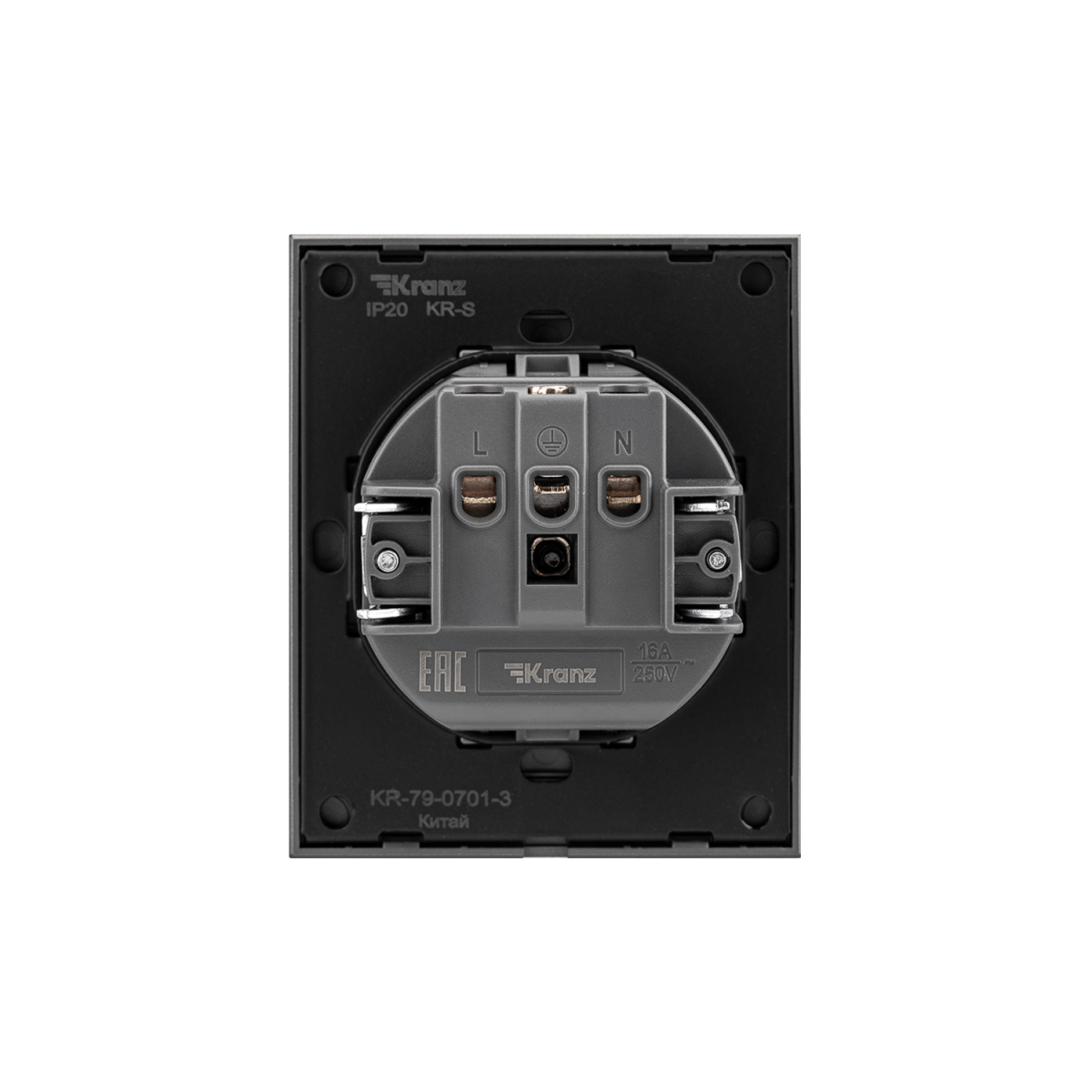 Розетка SETE 1-ая с/з с/у, со шторками 16А графит IP20/IP44 KRANZ KR-79-0701-3