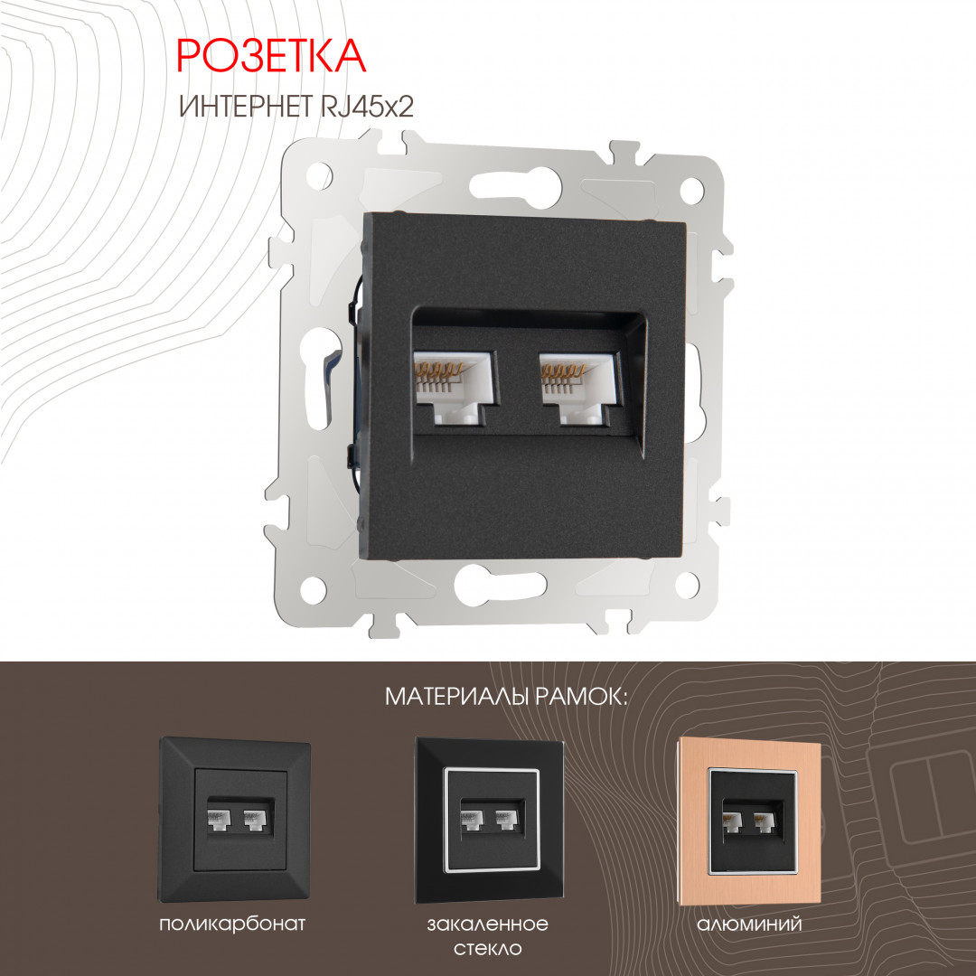 Розетка двойная RJ45 Arte Milano 203.45-2.black