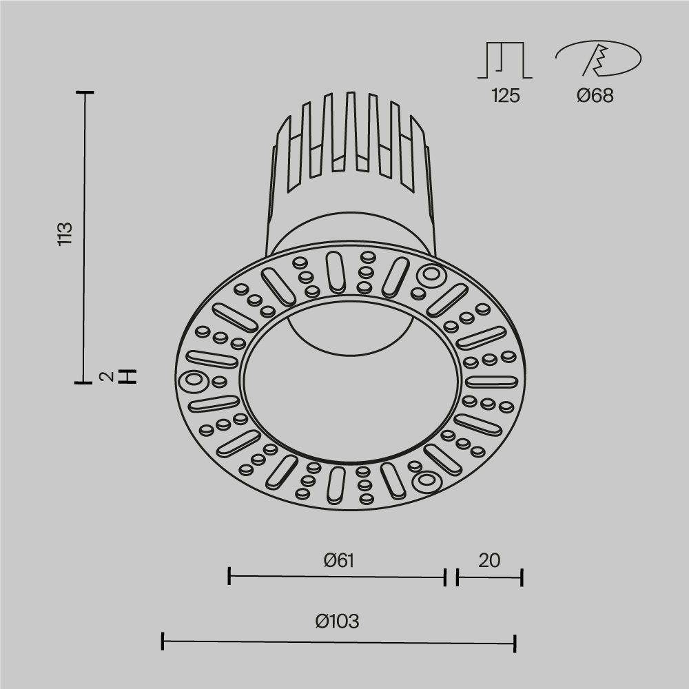 Встраиваемый светильник Maytoni Dip DL122-15W-2.7K-TRS-W
