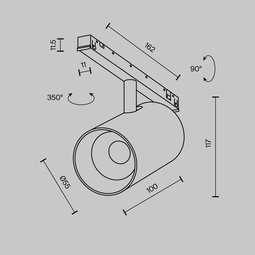 Трековый магнитный светильник Maytoni Technical Focus Led Exility X TR243-12W4K-B