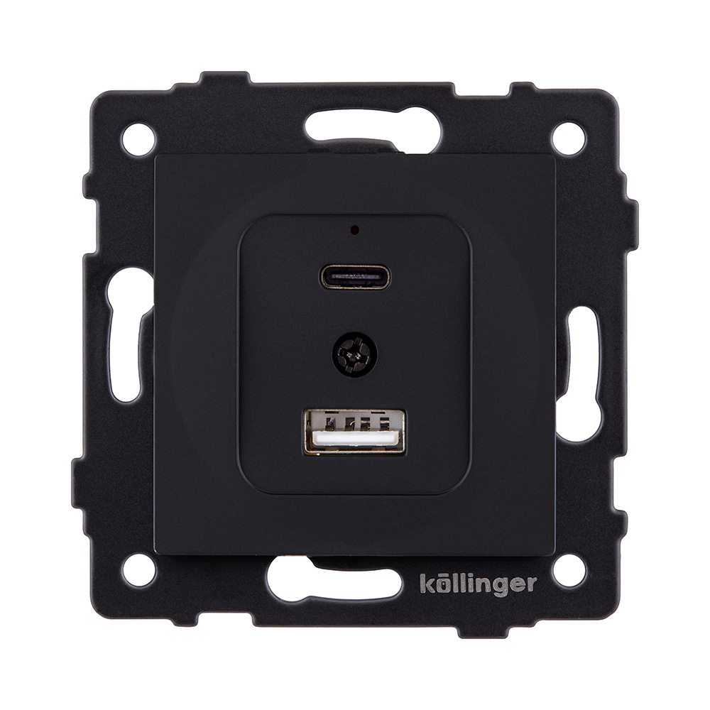 Розетка USB A+C 20W, черный матовый Kollinger REA-037BM для Aspekt, Eleganz, Reflex