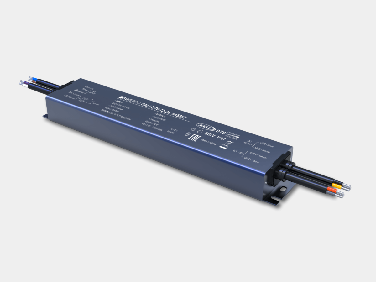 Диммируемый блок питания для светодиодных лент SWG Pro DALI DT6, 24 В, 72 Вт, IP67, DALI-DT6-72-24 00-00045867