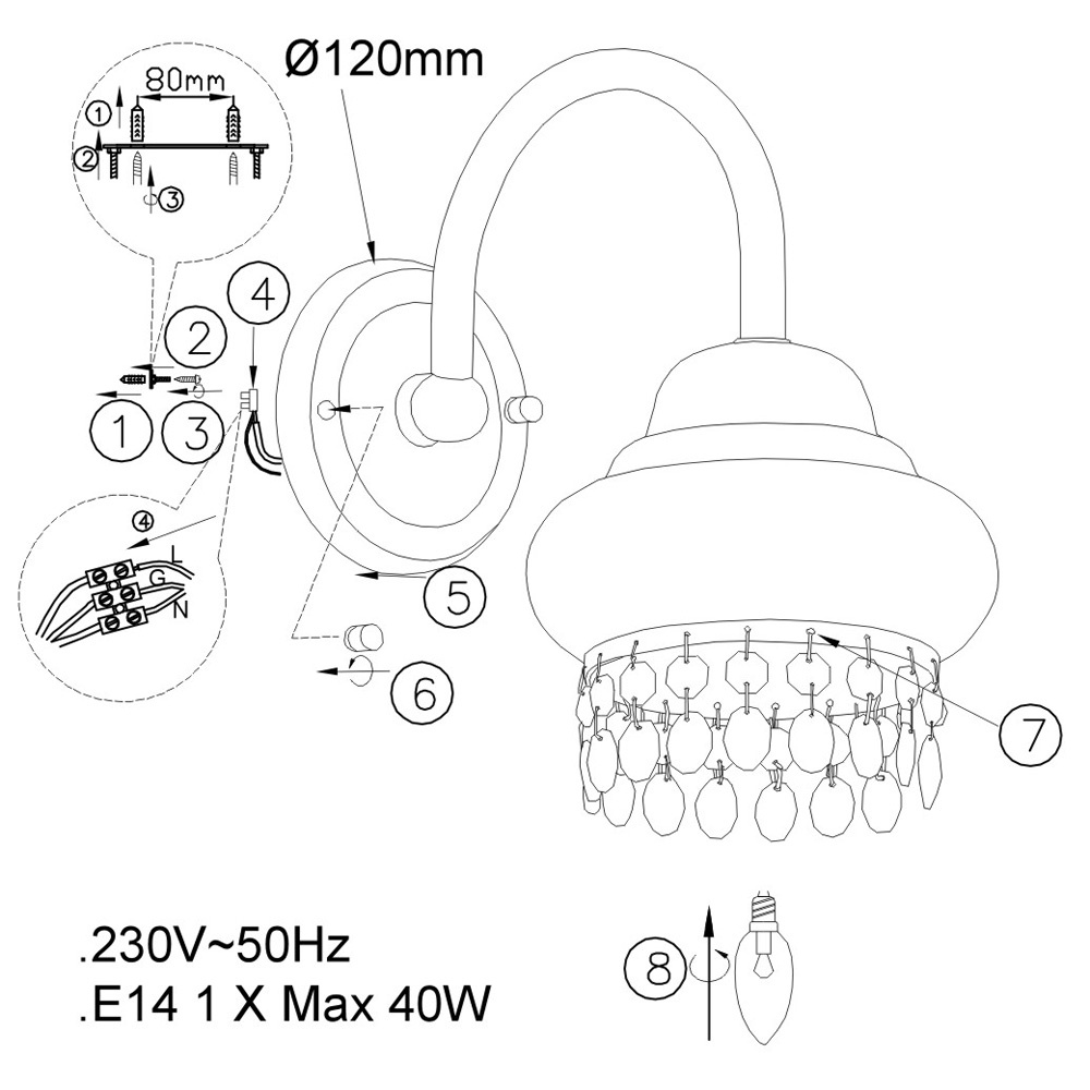 Бра Odeon Light Bahar 2841/1W