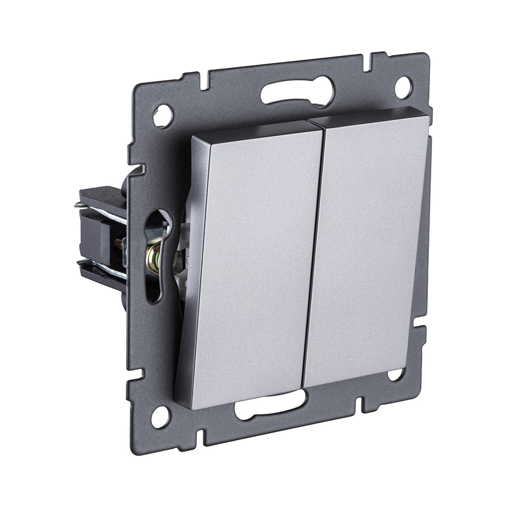 Выключатель 2-клавишный 10А/250В, серый Kollinger REA-S-007GY для Aspekt, Eleganz, Reflex