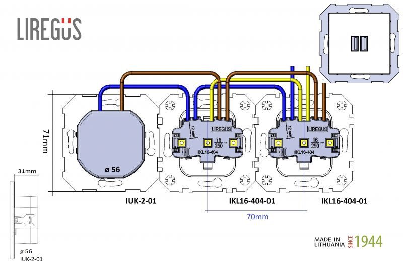 Розетка USB двойная для зарядки умная 5V(3,4А) Liregus Epsilon 28-1453