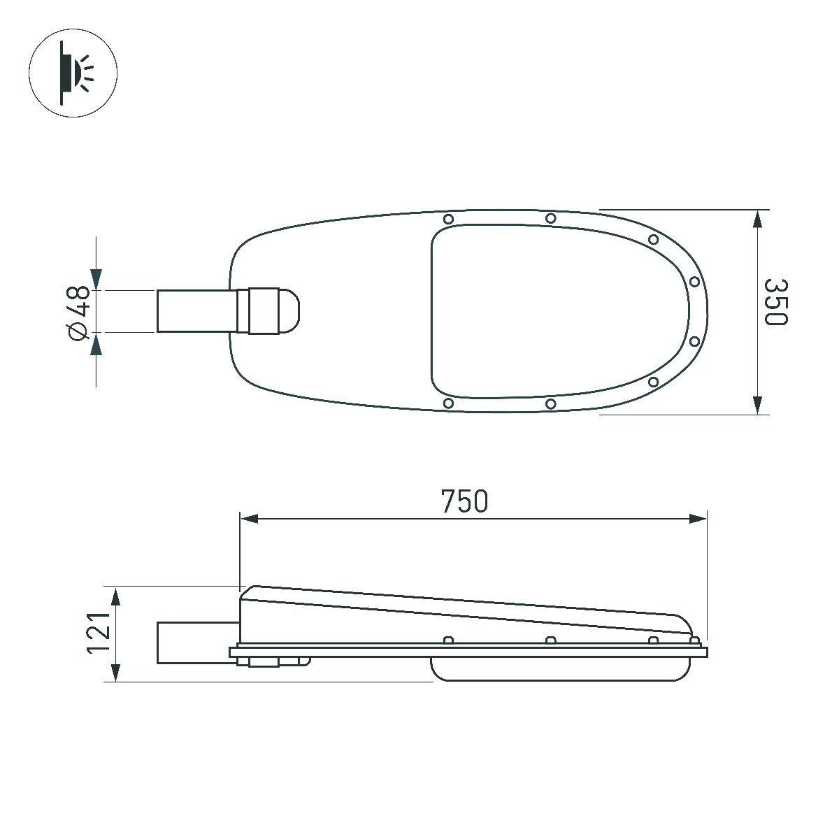 Уличный консольный светильник Arlight OXOR-ELFA-749х351-150W Day5000 052253