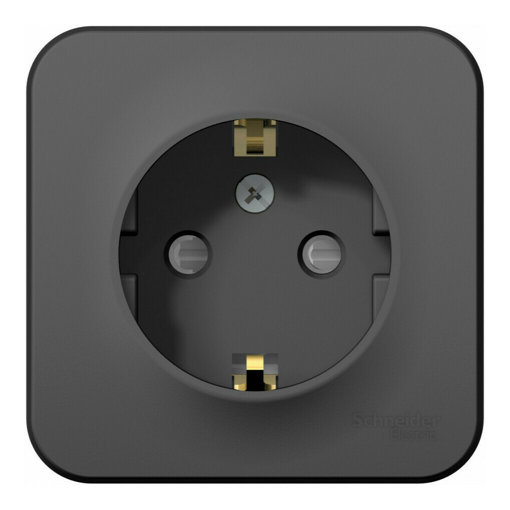 Розетка с/з со шторками, 16А, 250В Systeme Electric Blanca наруж Антрацит BLNRA011106