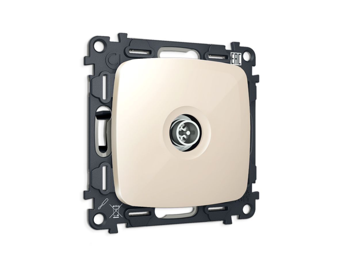 Комплект механизма TV розетки Ambrella Volt оконечной экранированной 5-1000MHz 3dB OMEGA MO313005 Бежевый глянец QUANT (OP3130, VM199)