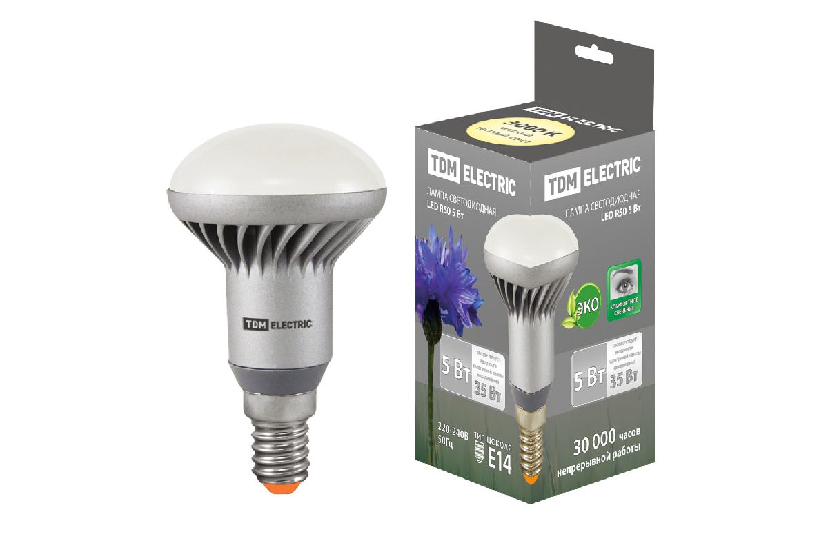 Лампа светодиодная TDM Electric Е14 5W 3000K белая SQ0340-0057