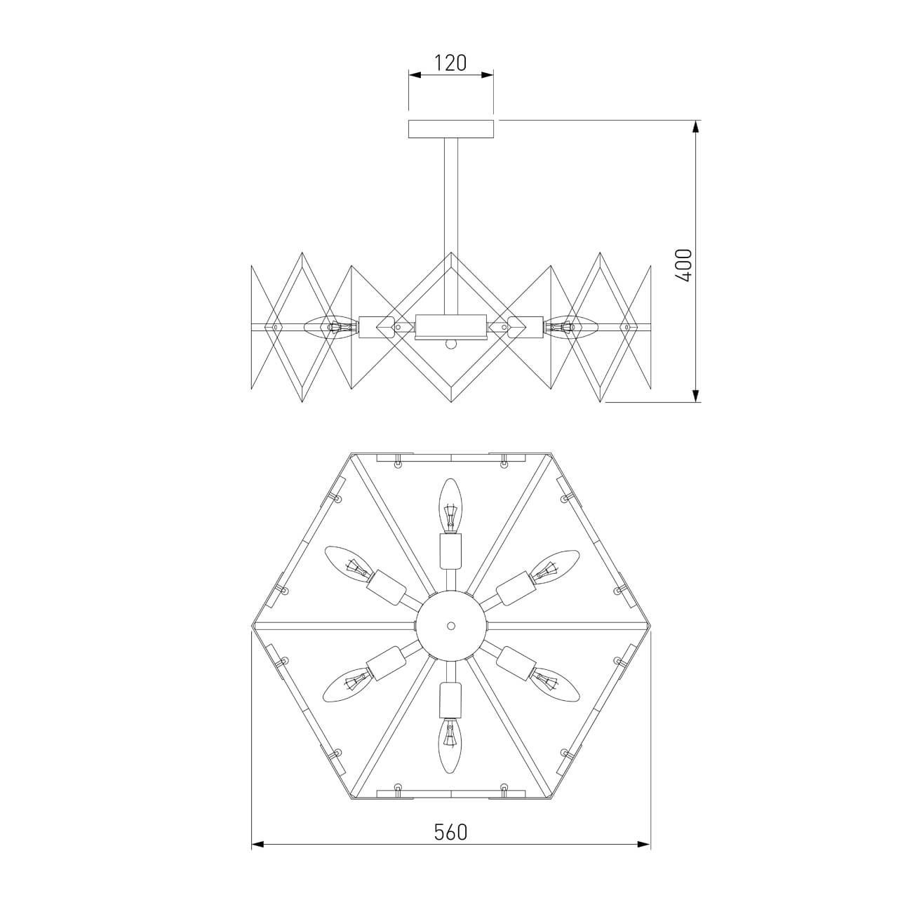 Потолочный светильник Eurosvet Origami 60121/6 латунь Smart
