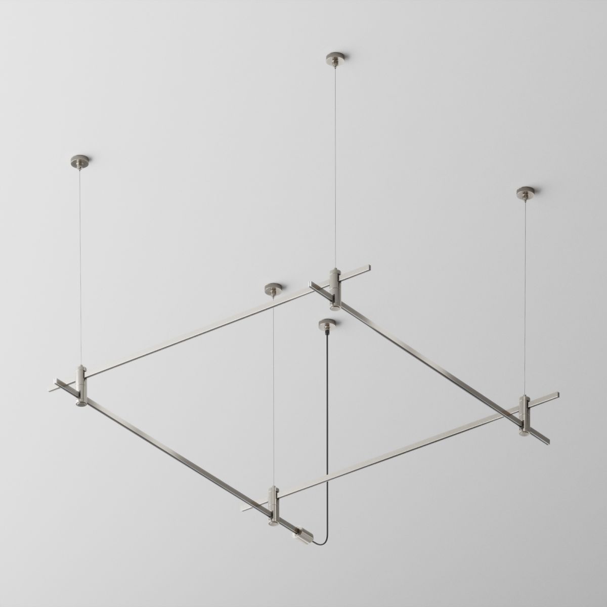 Основание квадратное двухуровневое на тросовых подвесах Hang для трековых светильников Maytoni Technical Flarity TFC-Flar-H08-PT