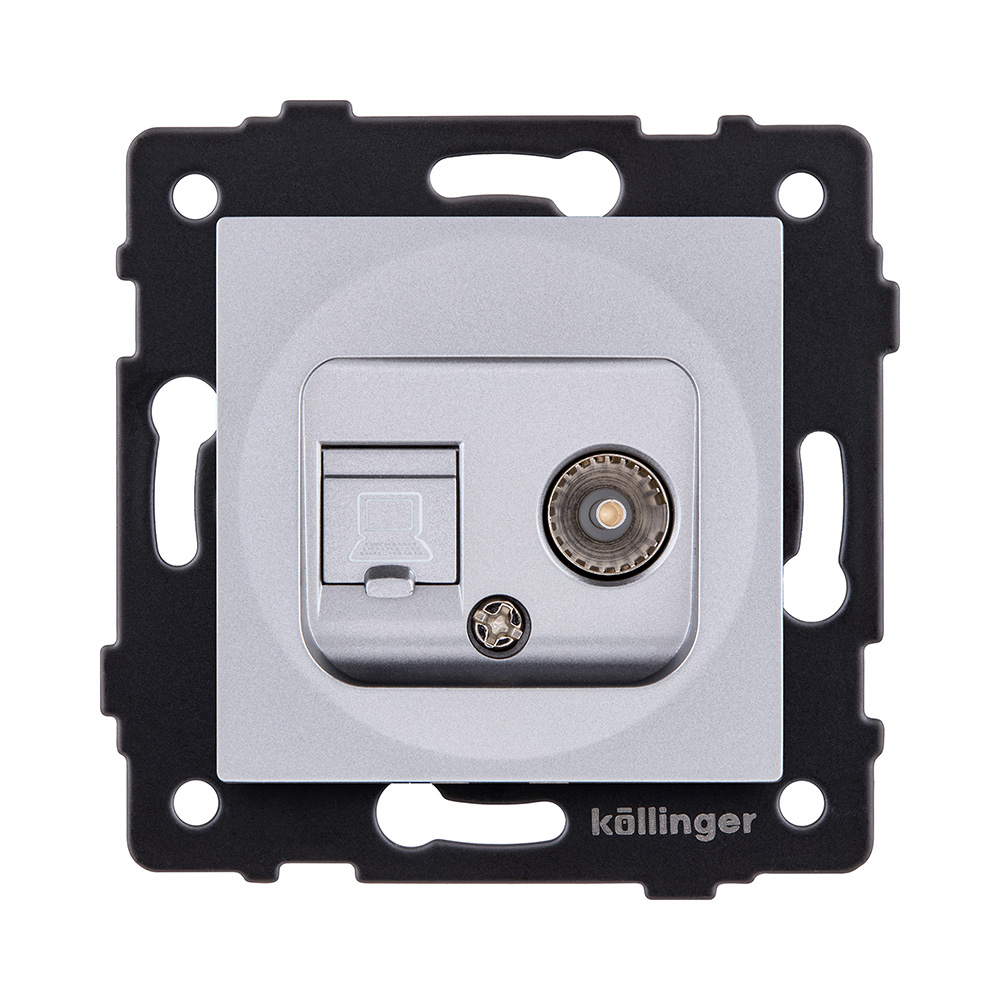 Розетка двойная TV (мама) + RJ45 Cat.6, серый Kollinger REA-012GY для Aspekt, Eleganz, Reflex