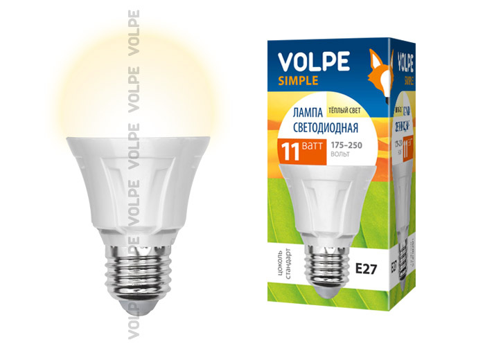 Лампа светодиодная (09439) Volpe E27 11W 3000K матовая LED-A60-11W/WW/E27/FR/S