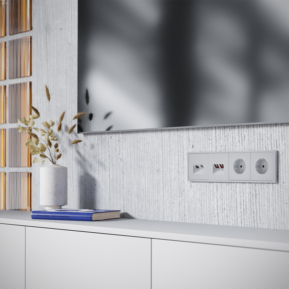 Накладка для розетки TV+RJ45 кат. 6 Voltum S70 (серый) VLS002716