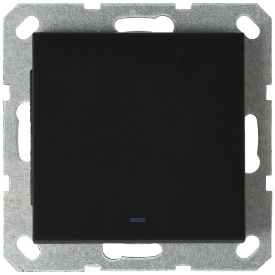 Выключатель одноклавишный Jasmart проходной со светодиодом с накладкой 10A 250V черный матовый (soft touch) G3012NPB