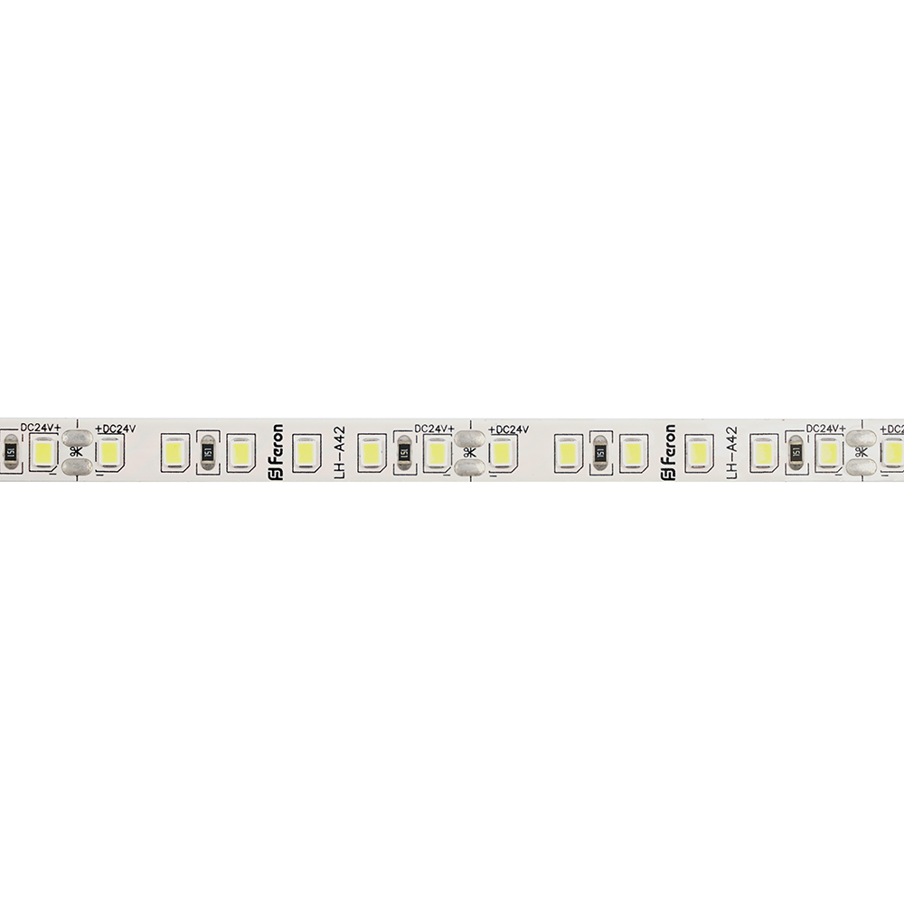 Светодиодная лента 24V Feron LS501, 120*SMD2835, 11W/m, IP20, 6000К (холодный белый) 53088