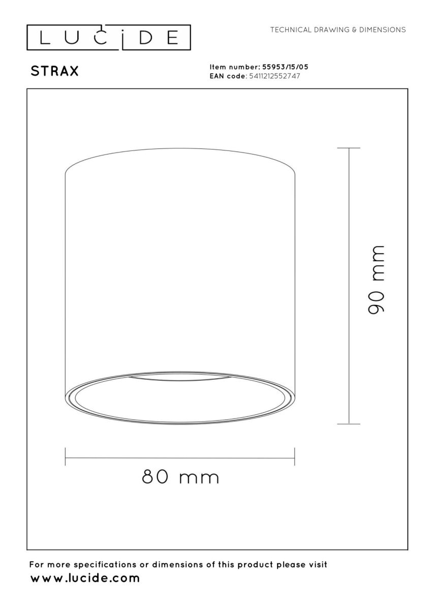 Потолочный светильник Lucide SnaxX 55953/15/05
