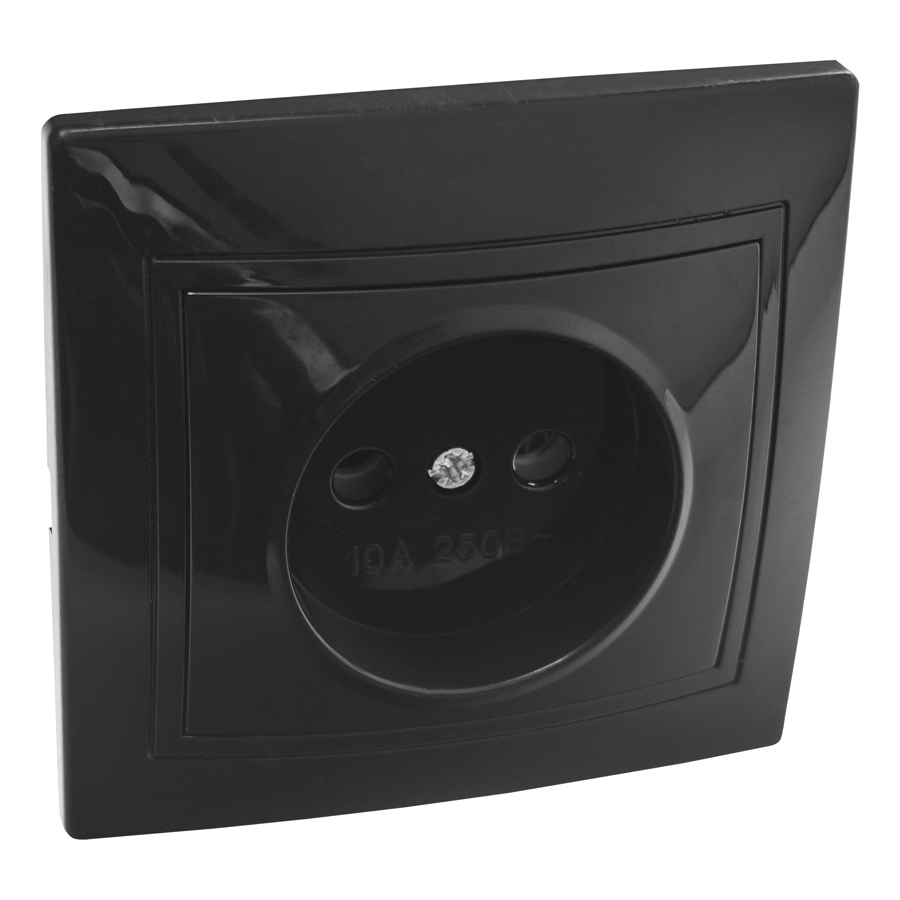 Розетка 2П скрытой установки 16А 250В IP20, черная (керамика) 