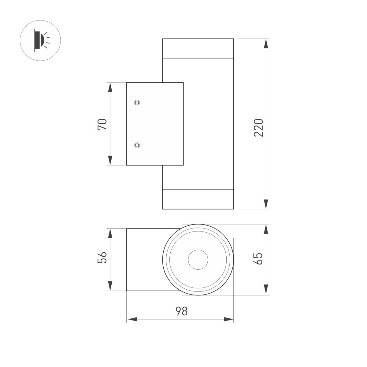 Уличный настенный светильник Arlight LGD-RAY-WALL-TWIN-R65-2x12W Day4000 (Серый, 6 deg, 230V) (IP65 Металл) 044232(1)