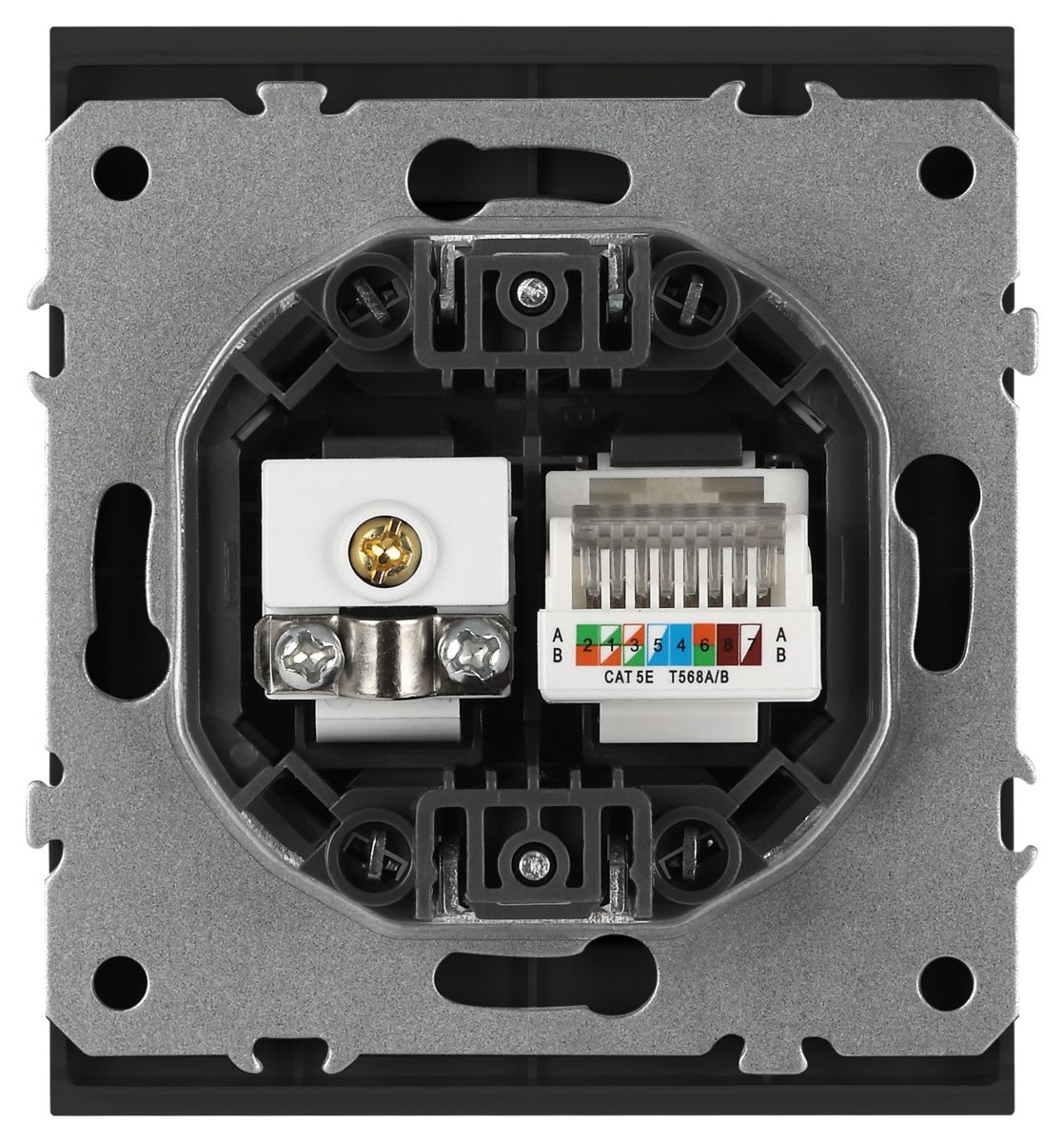 Розетка Эра Arktik 16-3110-05 комбинированная RJ45+TV антрацит Б0070498