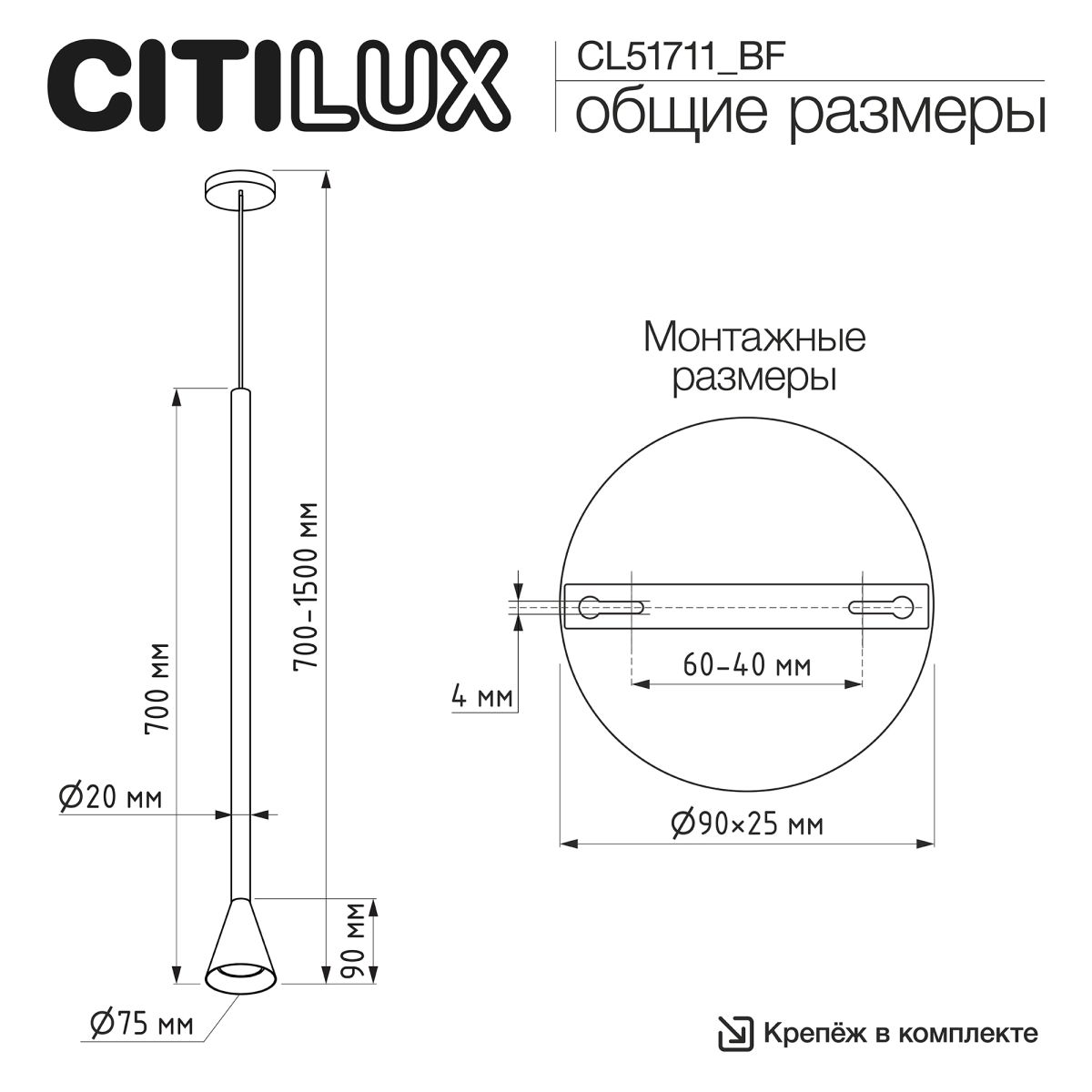 Подвесной светильник Citilux Duza CL51711_BF