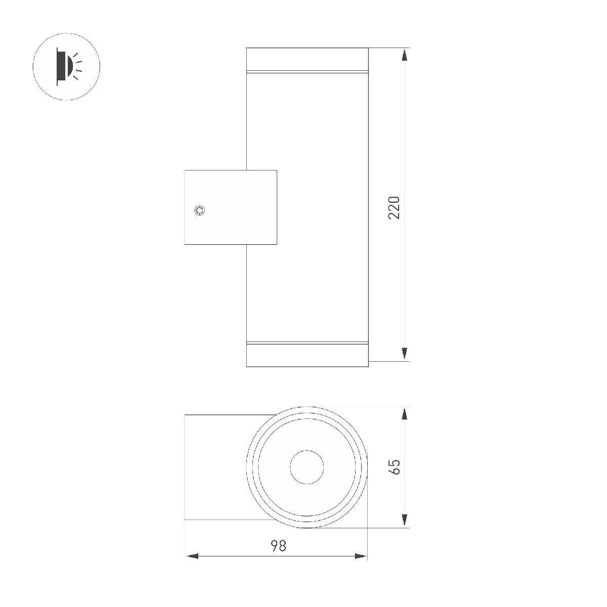 Уличный настенный светильник Arlight LGD-RAY-WALL-TWIN-R65-2x12W Warm3000 044231