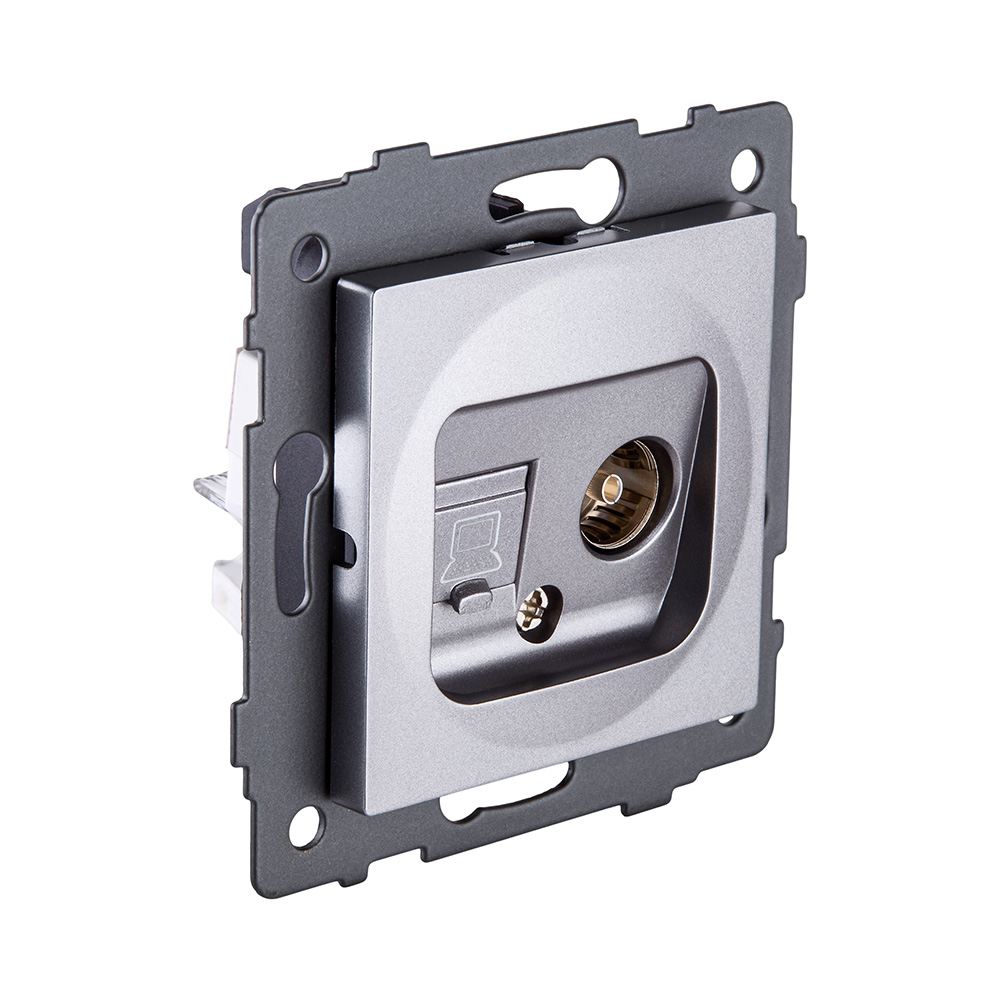 Розетка двойная TV (мама) + RJ45 Cat.6, серый Kollinger REA-012GY для Aspekt, Eleganz, Reflex