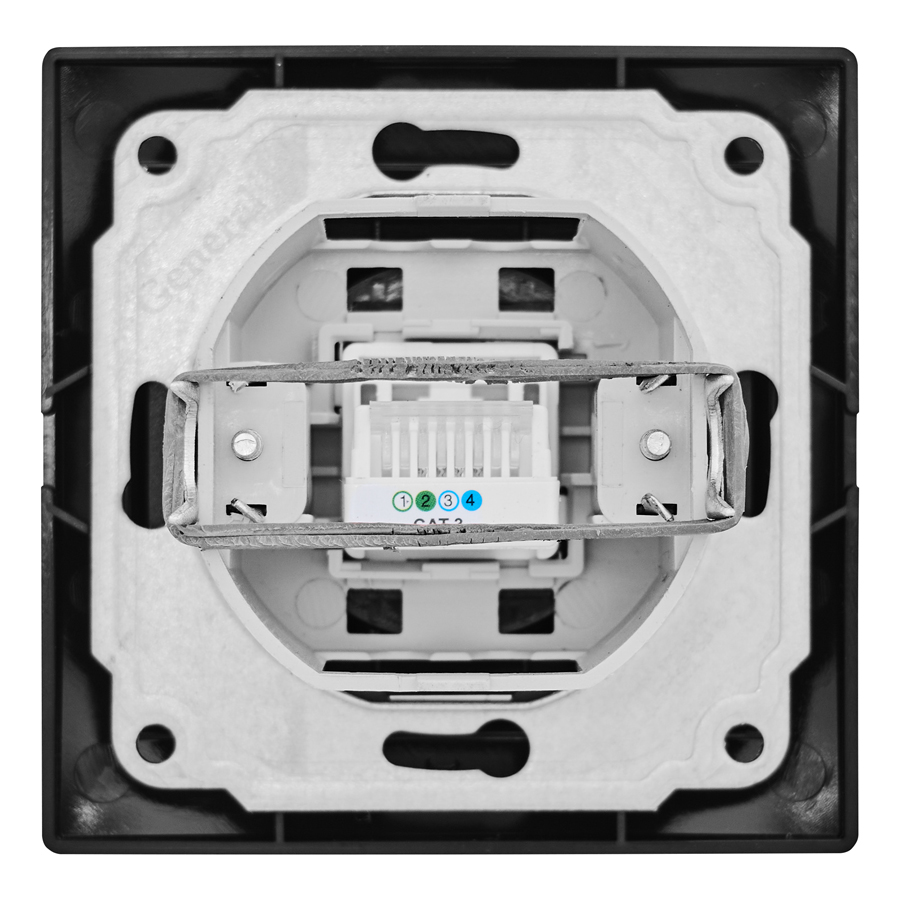 Розетка телефонная RJ11 скрытой установки IP20, черная 