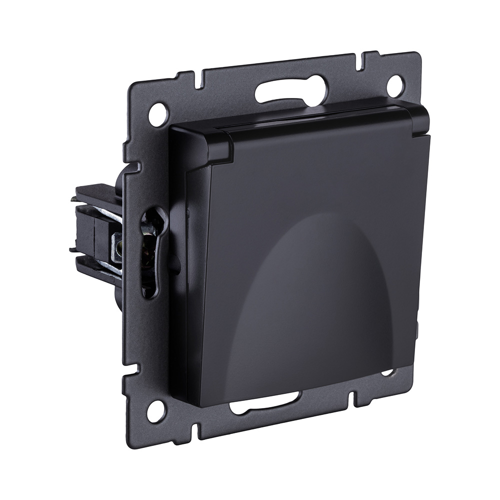 Розетка штепсельная SCHUKO 16A/250 В с крышкой, черный матовый Kollinger REA-006BM для Aspekt, Eleganz, Reflex