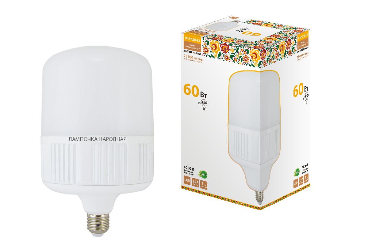 Лампа светодиодная TDM Electric Народная E27 60W 4000K матовая SQ0340-1583