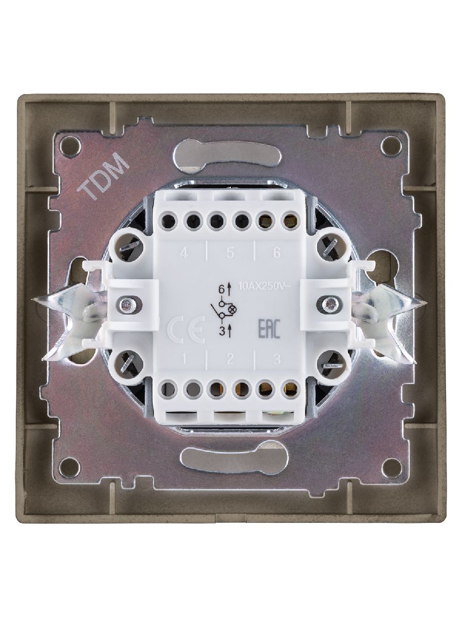 Выключатель одноклавишный с подсветкой Лама TDM Electric SQ1815-0704
