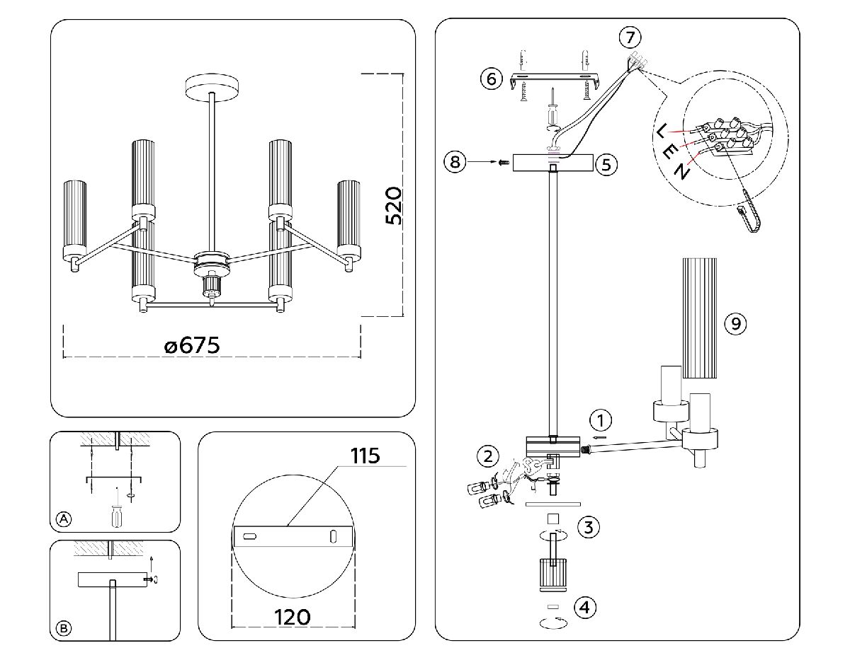 Люстра на штанге Ambrella Light High Light Modern LH55151