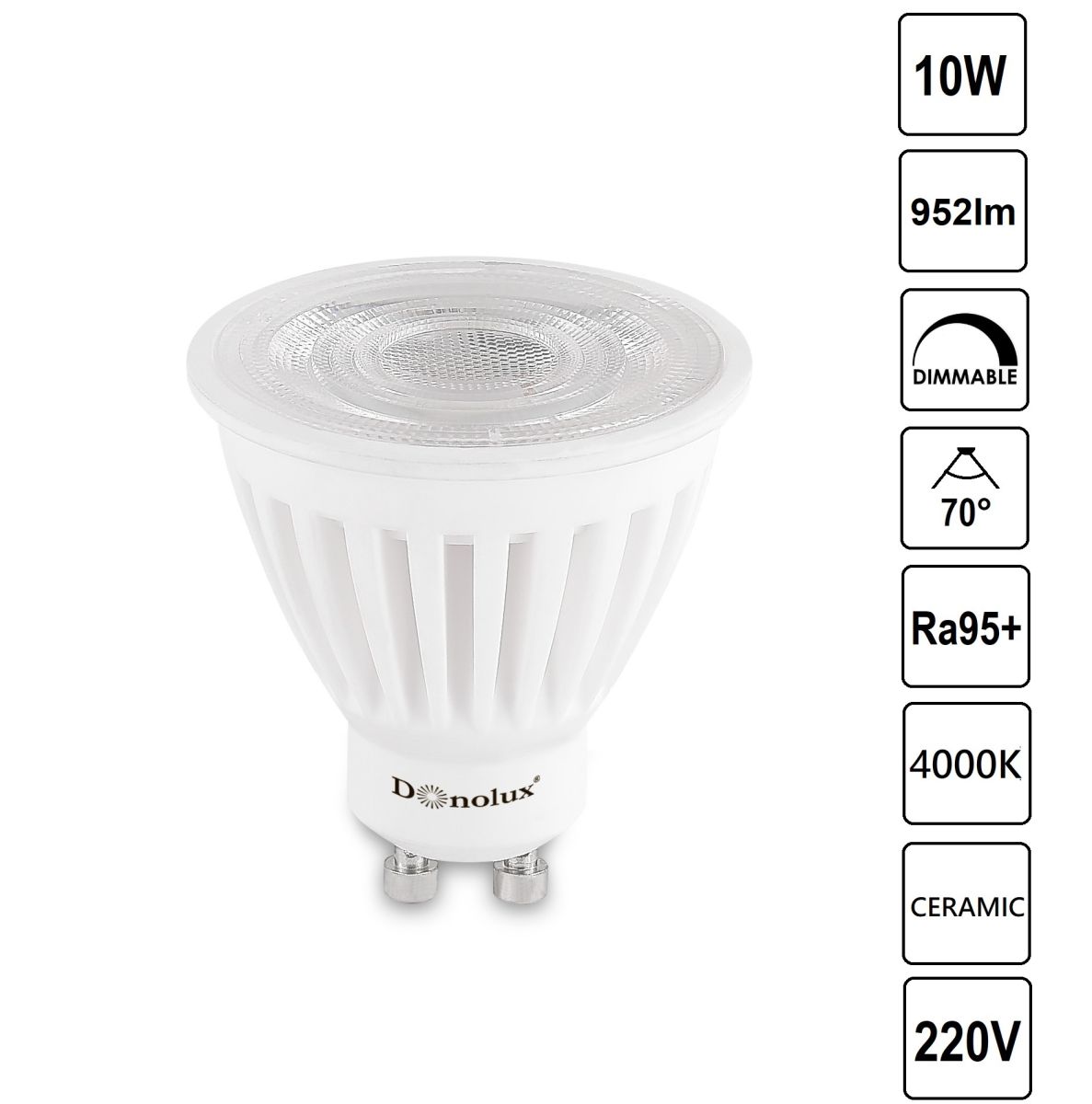 Светодиодная лампа Donolux GU10 10W 4000K DL18275N10GU10 70Dim