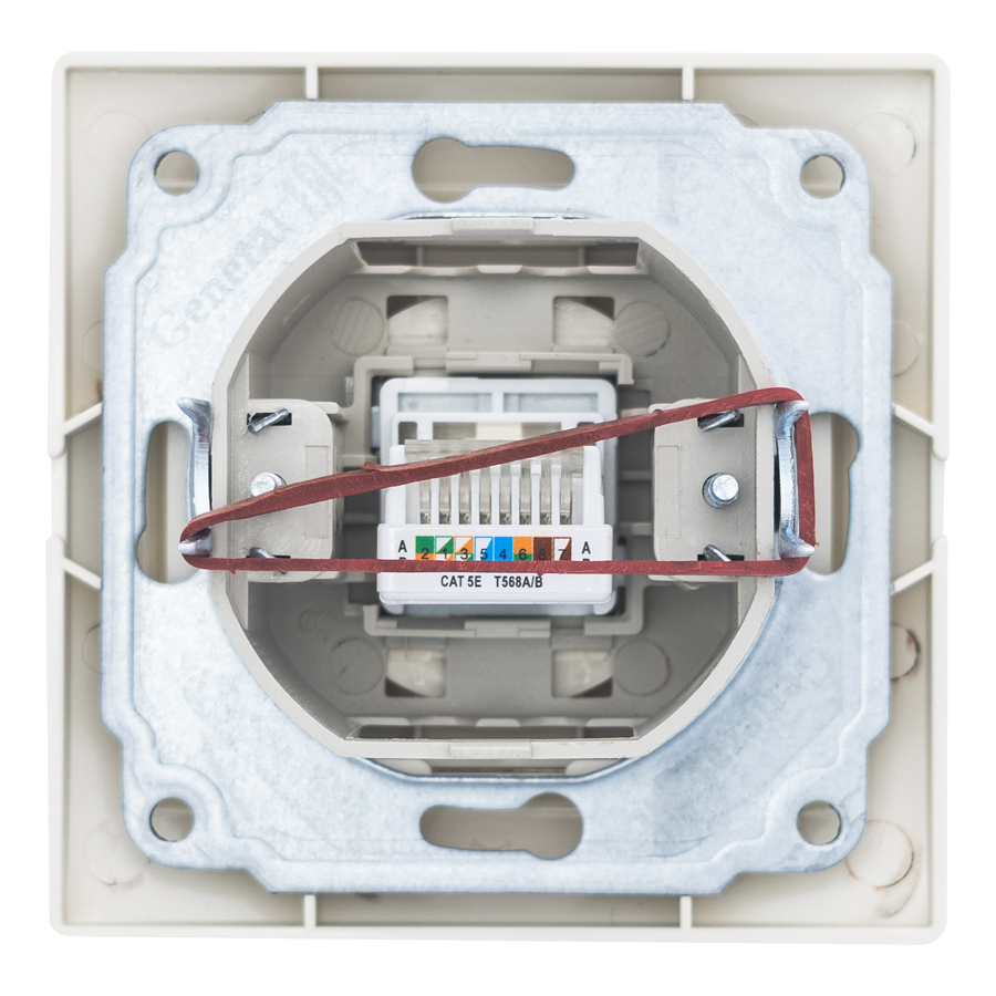 Розетка компьютерная RJ45 скрытой установки IP20,слоновая кость 