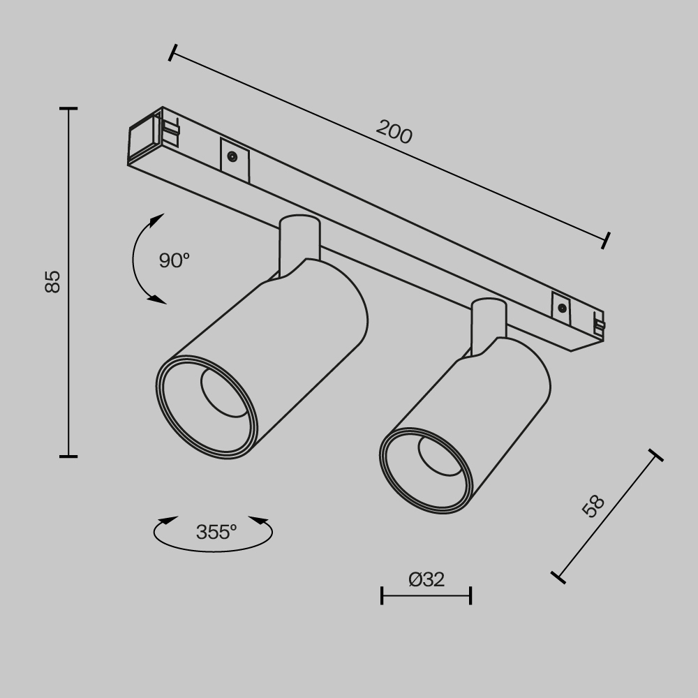 Трековый магнитный светильник Maytoni Focus Duo TR176-1-2X5WTW-M-B