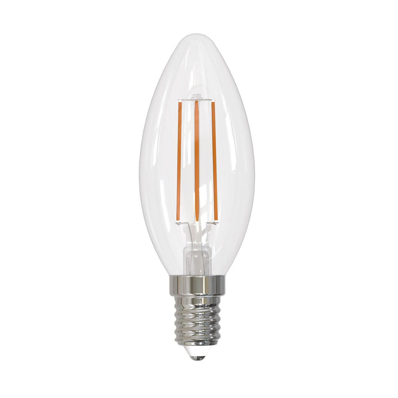 Лампа светодиодная филаментная Uniel E14 11W 4000K свеча прозрачная LED-C35-11W/4000K/E14/CL PLS02WH Набор из 5штук UL-00008085