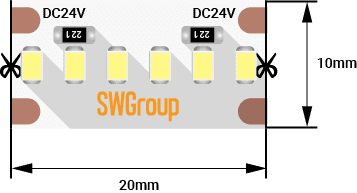 Светодиодная лента SWG SWG2A300-24-19.2-W 003602