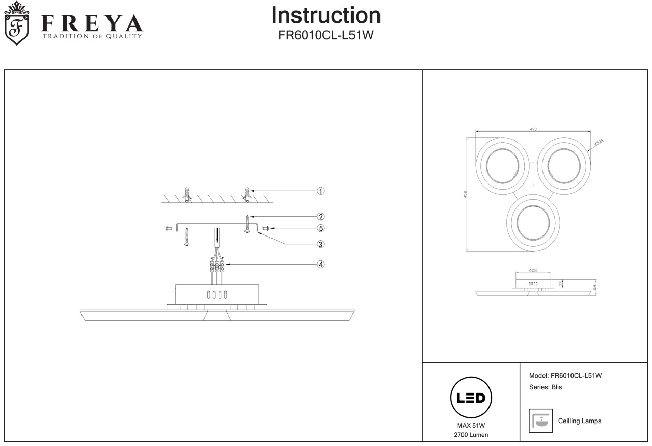 Потолочный светодиодный светильник Freya Blis FR6010CL-L51W